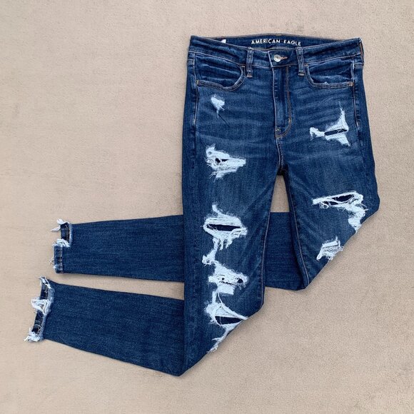 American Eagle Outfitters Next Level Stretch Distressed Super Hi-Rise Jeggings - Picture 6 of 15